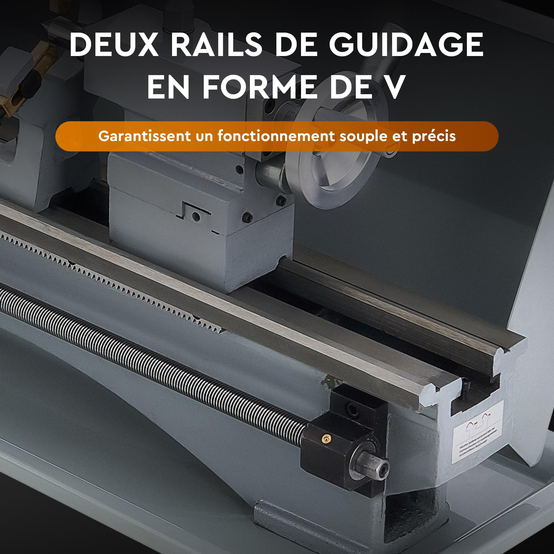 CREWORKS 1100W 220x750mm Tour à Métaux, Tour à Métaux de Précision, Tour Électronique Professionnel pour Traitement de Pièces de Précisions, Mini Tour Métaux de Table de Précision
