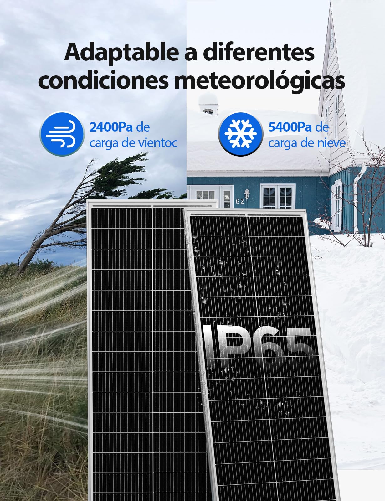ECO-WORTHY Panel solar 100 W y 18 V con célula monocristalina de tipo N, diseño 18BB, alta eficiencia de conversión del 25%, adecuado para autocaravanas, jardines, tejados, balcones