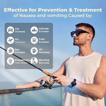 EmeTerm Smart FDA-Cleared Anti-Nausea Wristwatch Touchscreen IP67 Waterproof Morning Motion Sickness Relief Rechargeable Fast Acting Drug Free