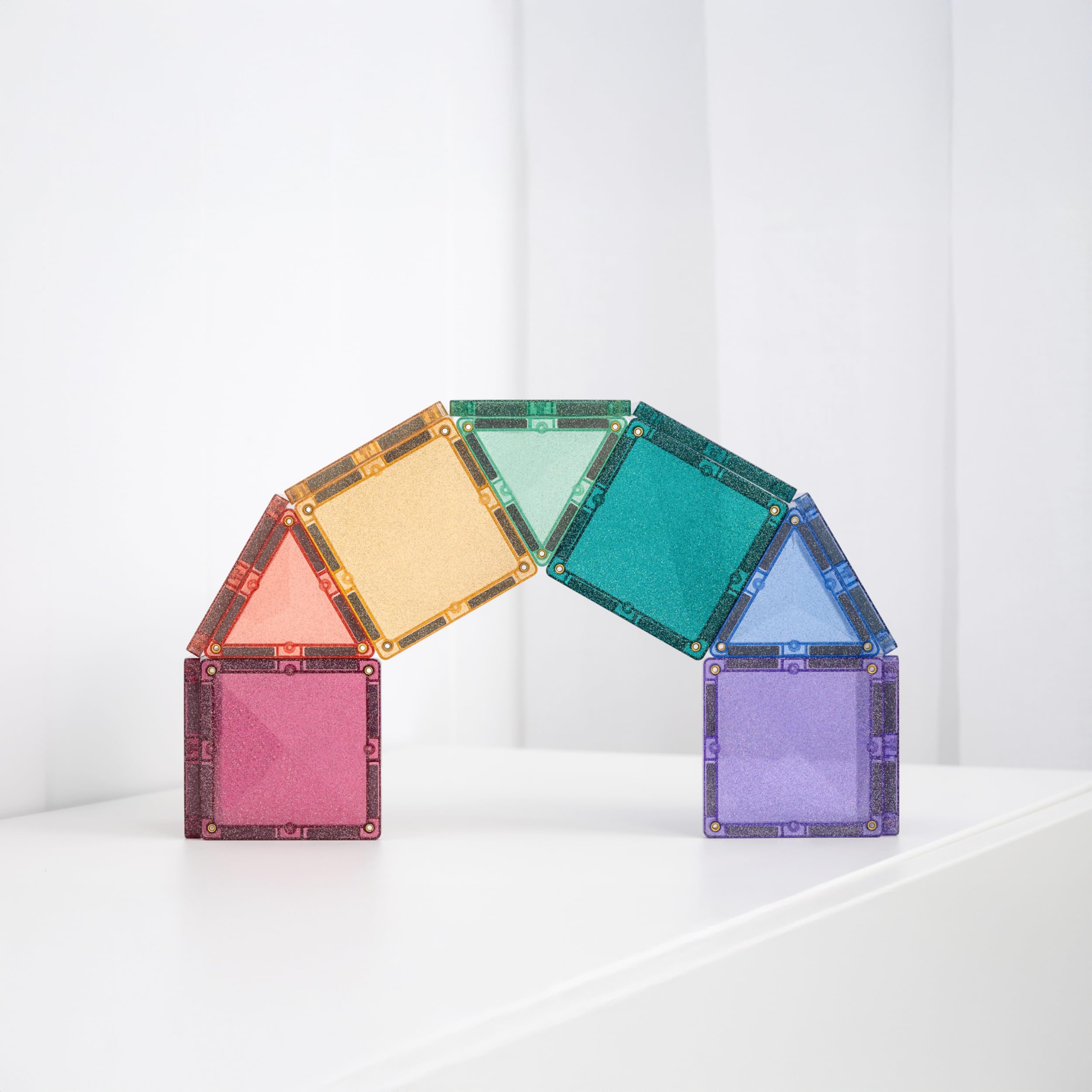 CONNETIX Piastrelle Magnetiche Glitter Pacchetto Castello, 48 Pezzi