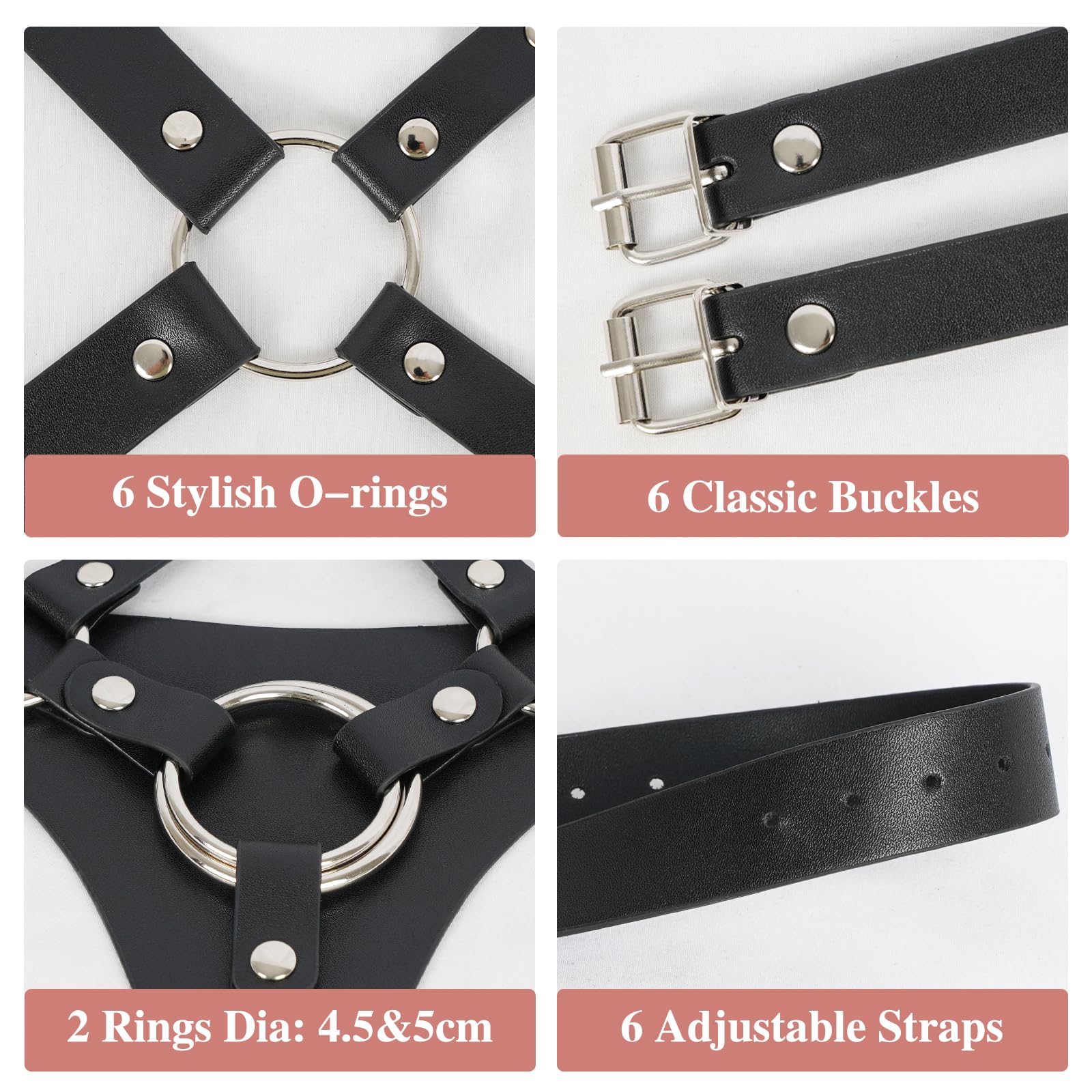 Strap On Harness for Women Lesbians Pegging Men, High Waisted BDSM Hip Bondage Sex Restraints Strapon Dildo Leather Strap Belt Toy for Couple Gay Sissy Pleasure,: Black