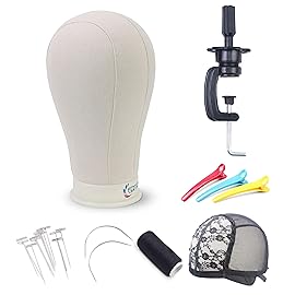 EERYA 21 Inch Wig Head Set for Wig Making Display Styling Poly Canvas Block Head with Mount Hole Mannequin Manikin Head Stand( 21 Inch)