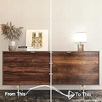 Vista 6 de Decotalk Papel de contacto de grano de madera, papel tapiz autoadhesivo extraíble de madera marrón, papel de contacto para encimeras, papel tapiz