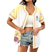 Magical Princess Baseball Jersey Women Girls Short Sleeve Button Down Top Shirts