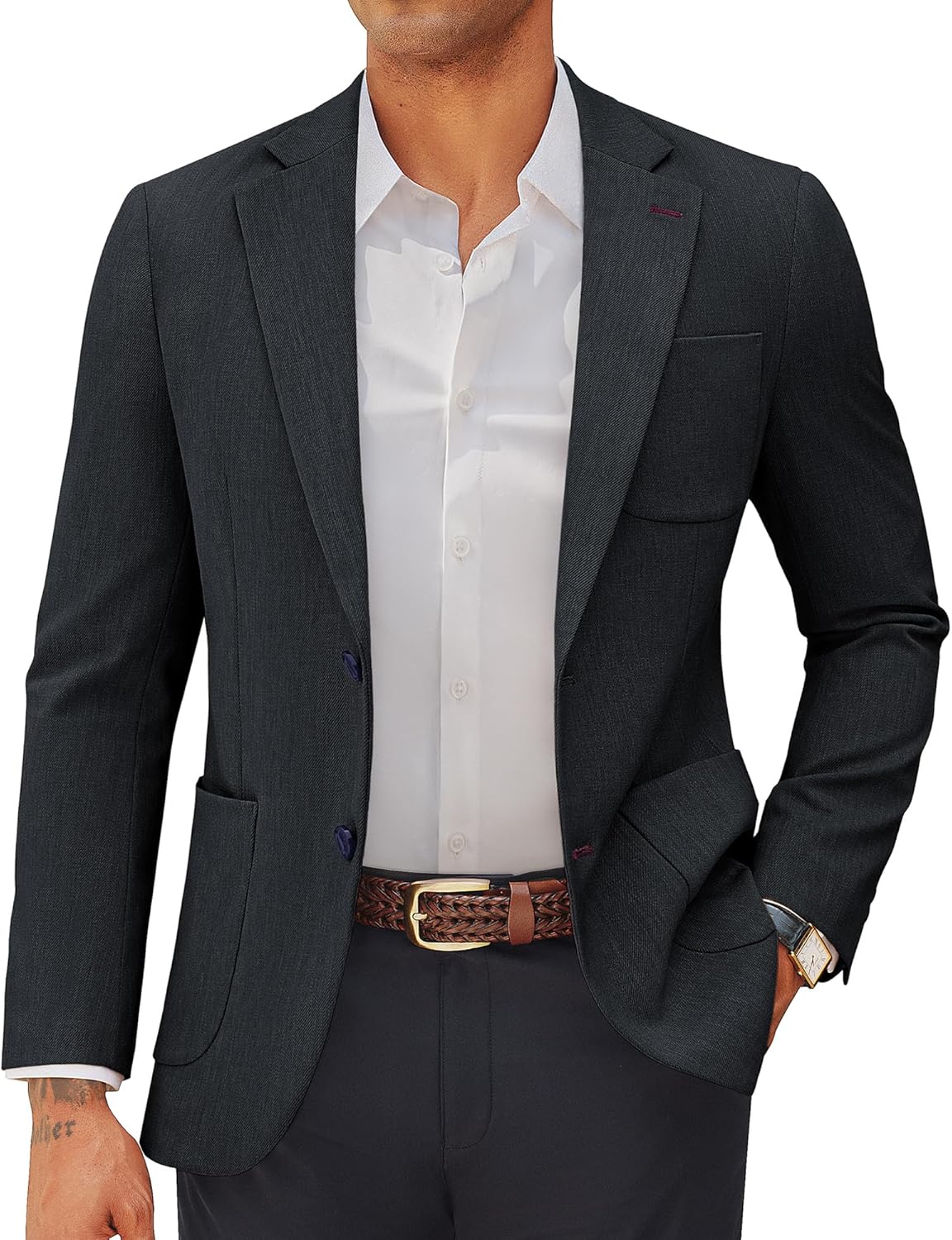 PJ PAUL JONES Mens Blazer Casual Two Button Sport Coats Notched Lapel Solid Suit Jackets