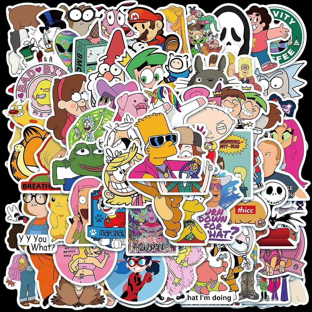 101PCS Mixed Classic Cartoon Anime Stickers for Kids Teens Boys Girls Vinyl Waterproof Cute Decals for Skateboard Fridge Laptop Motorcycle Luggage Water Bottles, Computer, HydroFlask