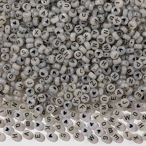 Miniatura 3 de 1000 cuentas de letras acrílicas del alfabeto, de 0.15 x 0.27 pulgadas, cuentas que brillan en la oscuridad, para pulseras y fabricación de joyas