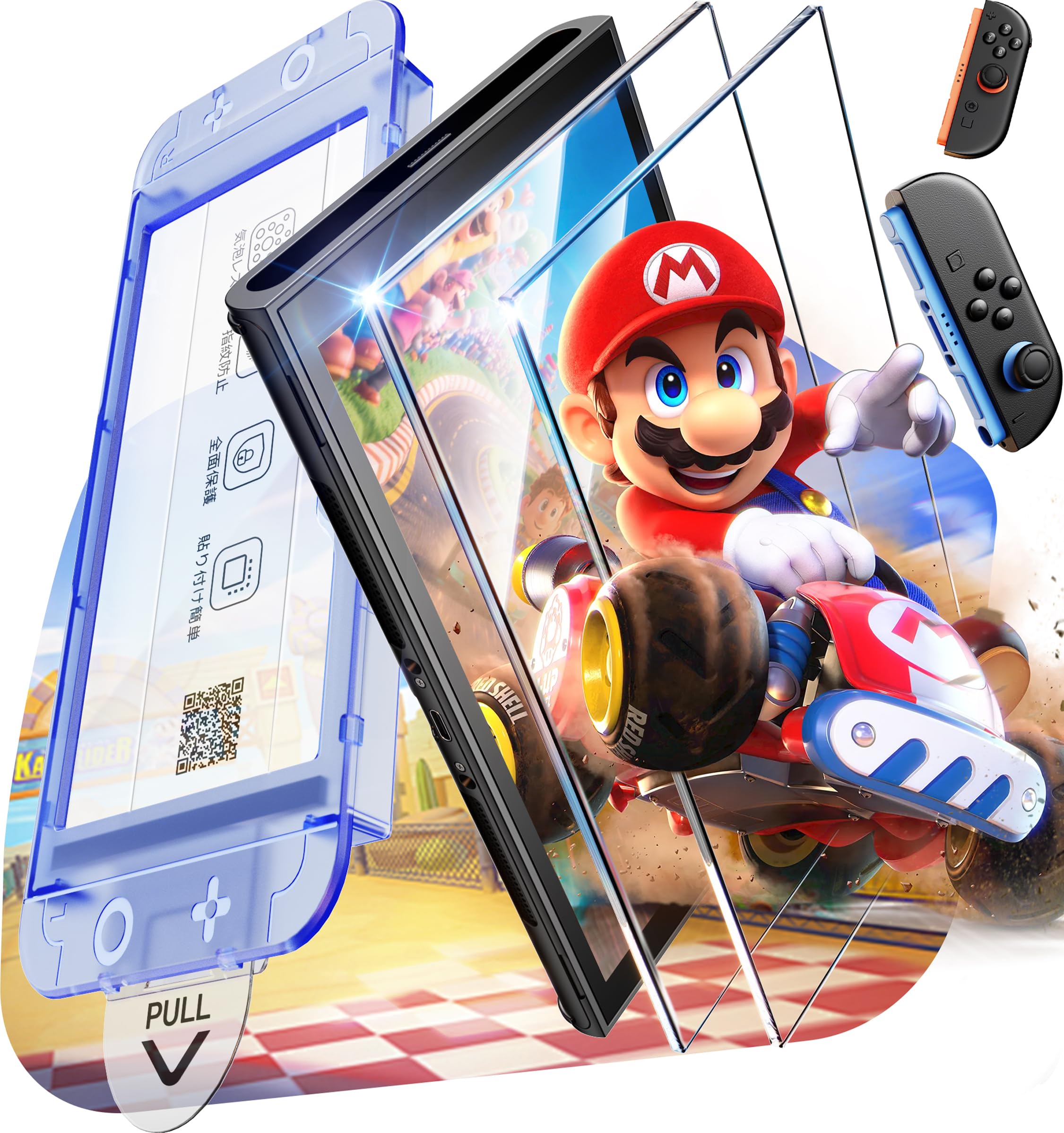 switch 2 保護フィルム【米軍No.1規格&最強硬度10H 】全面保護 耐衝撃 気泡ゼロ 2枚セット スイッチ2 保護フィルム ガイド枠一体式 自動吸着 貼りやすい 100%透過率 反射低減 高光沢 switch 2 フィルム 指紋防止 飛散防止 撥油性 超耐久