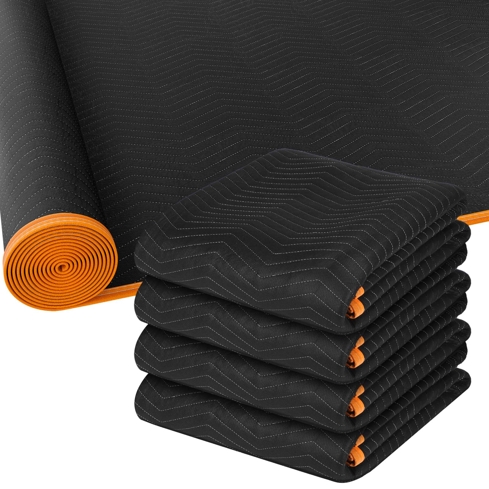 Aliceset 4 Pcs 60'' x 120'' Extra Large Moving Blankets, Black Quilted