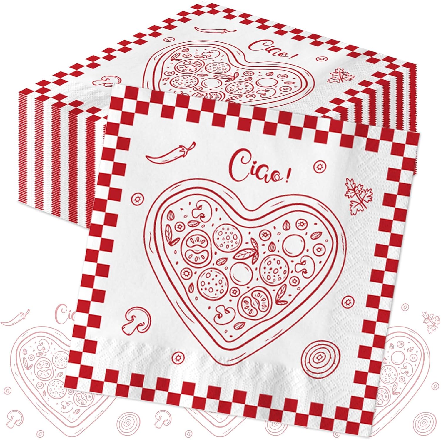 That's Amore Party Decorations Italian Themed Bachelorette Party Supplies Italian Theme Party Disposable Cocktail Napkins 13 X 13 Inches Pizza Party Red and White Gingham Paper Napkins