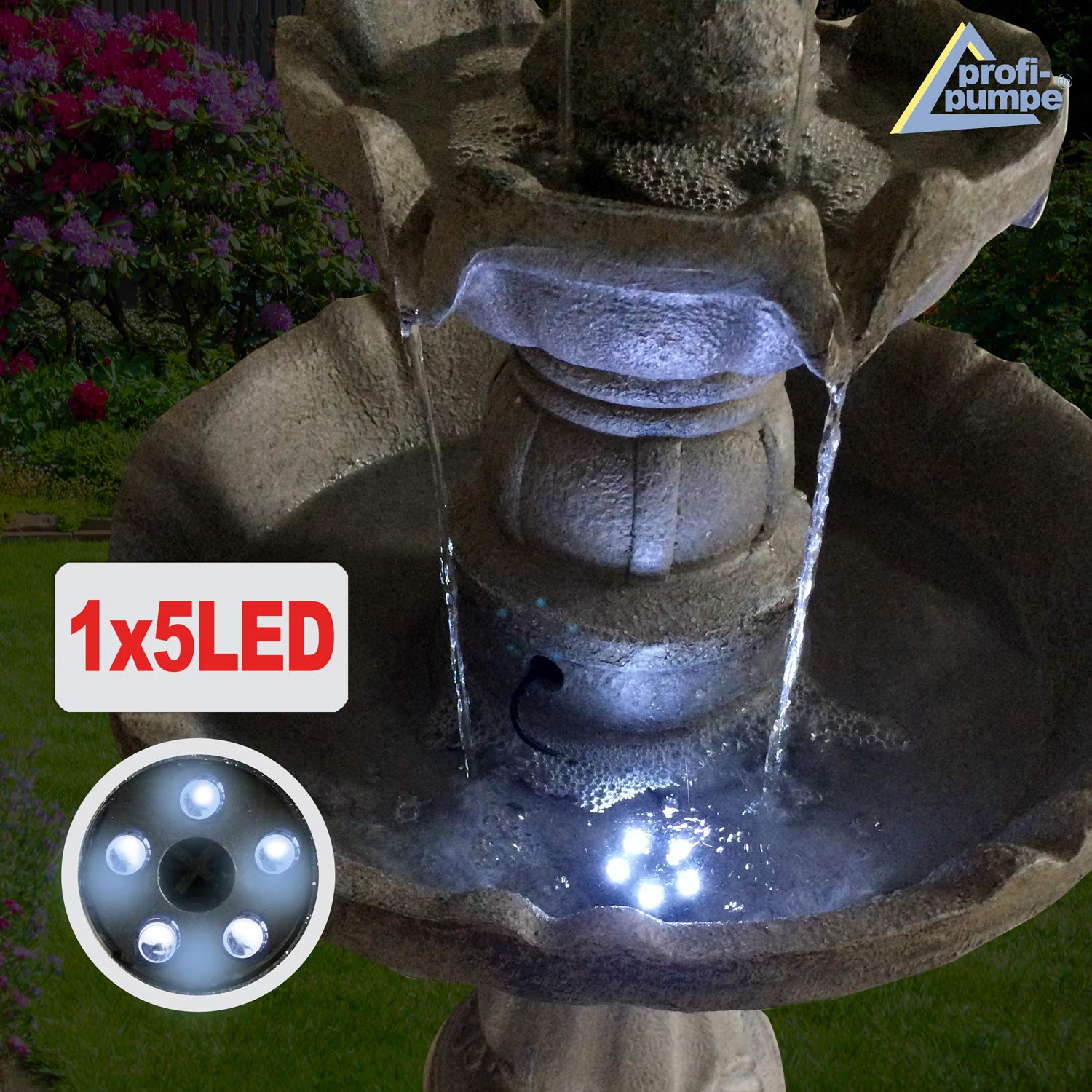 Solar Gartenbrunnen Brunnen Solarbrunnen Zierbrunnen Vogelbad Wasserfall Gartenleuchte Teichpumpe - Springbrunnen Wasserspiel für Garten, Gartenteich