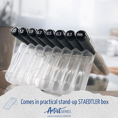 STAEDTLER ‎308 SB6P Pigment Liner Fineliner Pens with Assorted Line Width - Black (Set of 4 + 2 Free) - 8