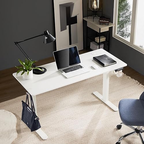 Miniatura 9 de Sweetcrispy Escritorio eléctrico de pie  40 x 24 pulgadas altura ajustable escritorio sentado para ponerse de pie con tablero de empalme, mesa de
