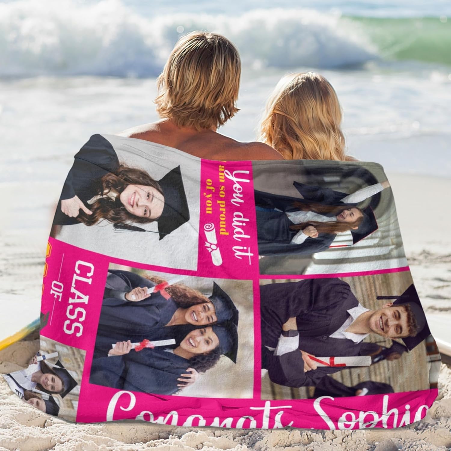 Artsadd Custom Graduation Blanket with Picture Collage Personalized Photo Blanket for Class of 2026 Graduates Customized Throw Blanket for Friends 2026 Graduates Classmates