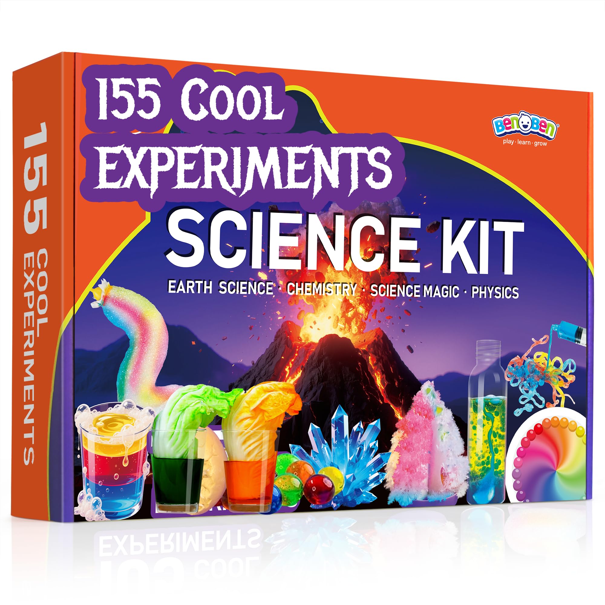 Benben - Wissenschafts-Kits für Kinder von 8-12 Jahren, Lernspielzeug mit 155 Experimenten, STEM-Spielzeug für Kinder von 6-7-8 Jahren, Geburtstagsgeschenk, Vulkanwissenschafts-Kit, Chemie-Set