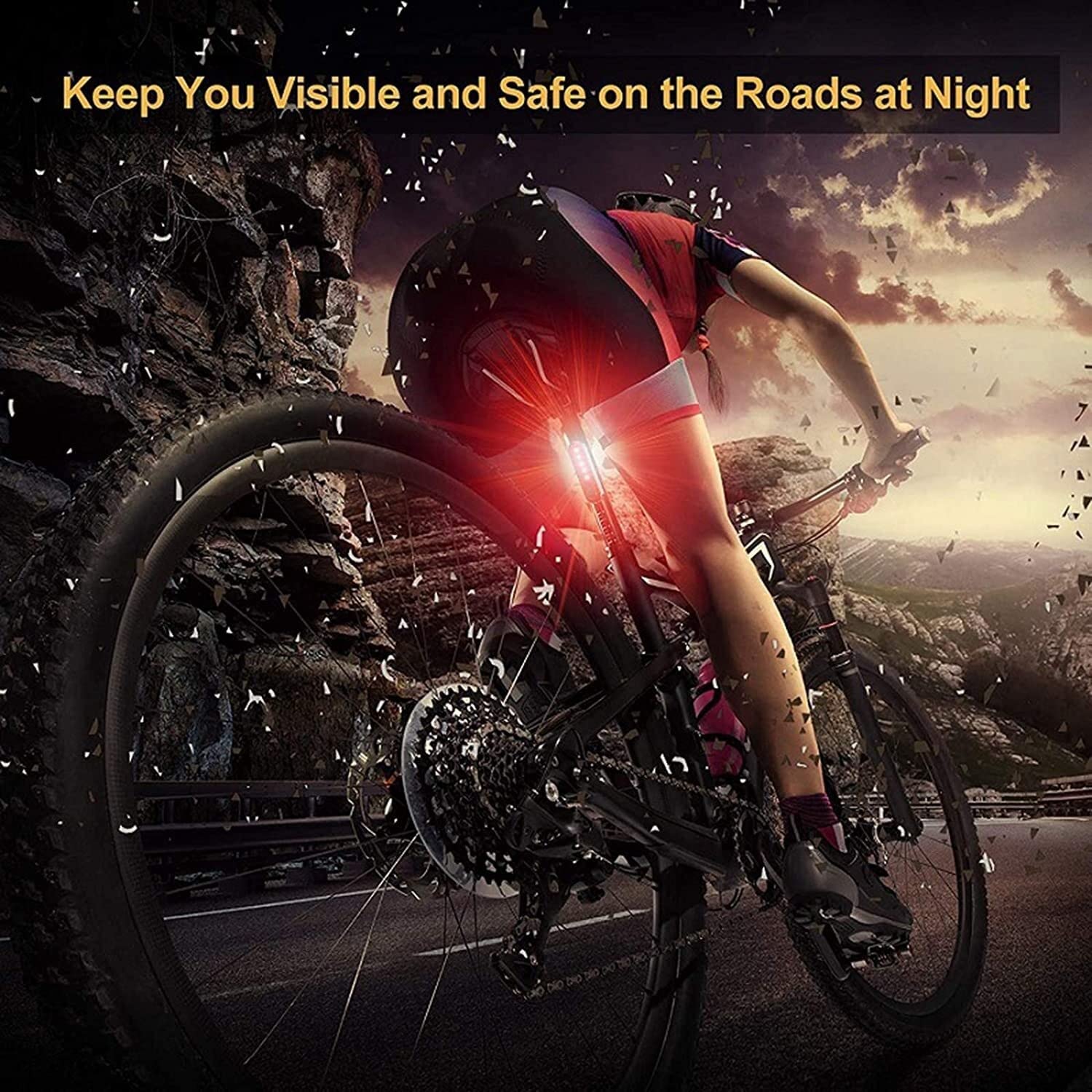 ARTSZY 2 Pezzi Luce Posteriore for Bicicletta Intelligente, LED Ultra Luminoso Avvertimento Torcia for Bicicletta USB Ricaricabile Impermeabile 4 Modalità Luce Opzioni for la Sicurezza in Bicicletta,R