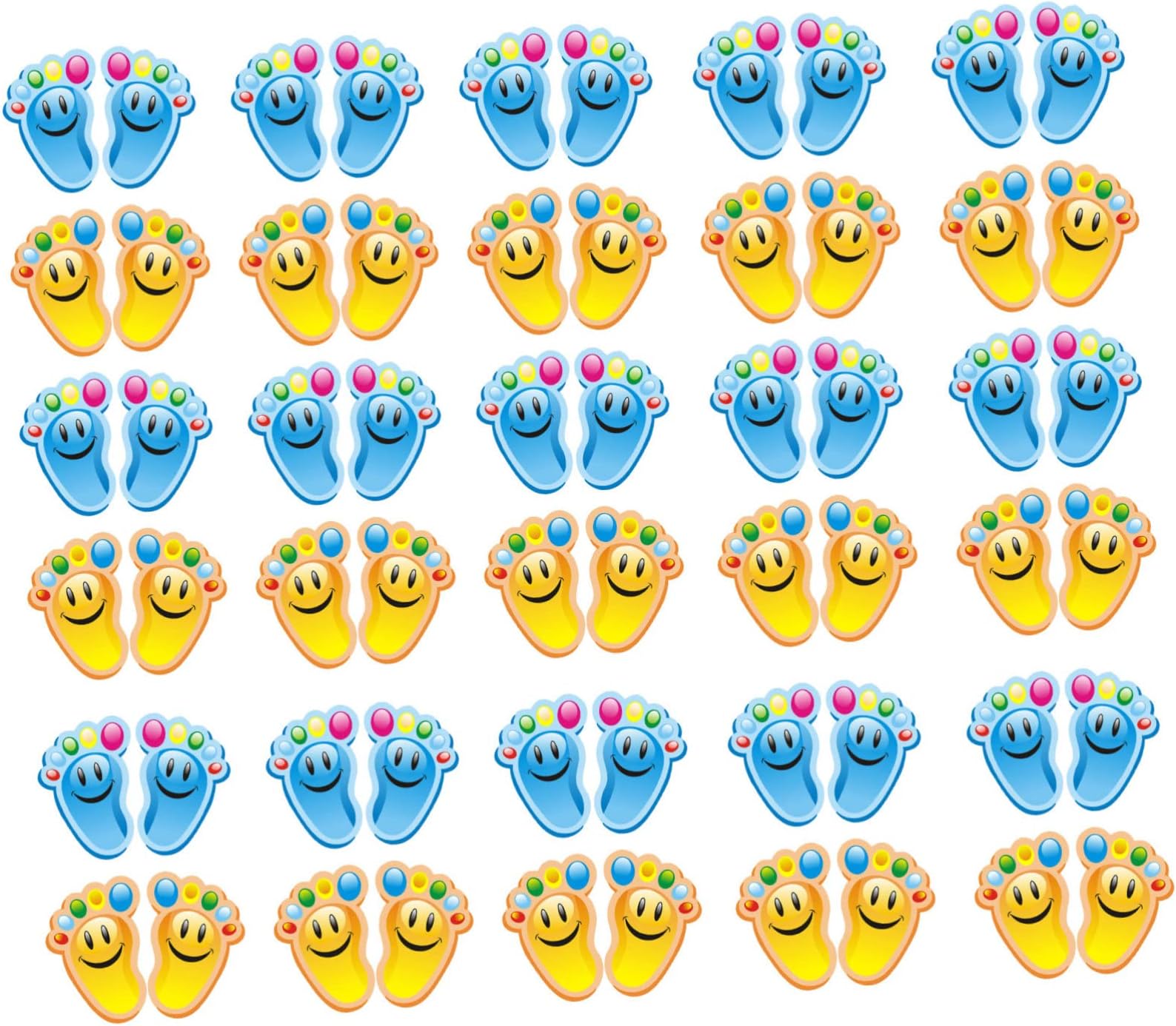 Toyvian 30 Pairs Children's Footprint Stickers Baby Decor Kids Decor Removable Stickers Nursery Decals Cartoon Footprint Floor Decal Self Adhesive Floor Stickers Stairs Decor Sticker Mural