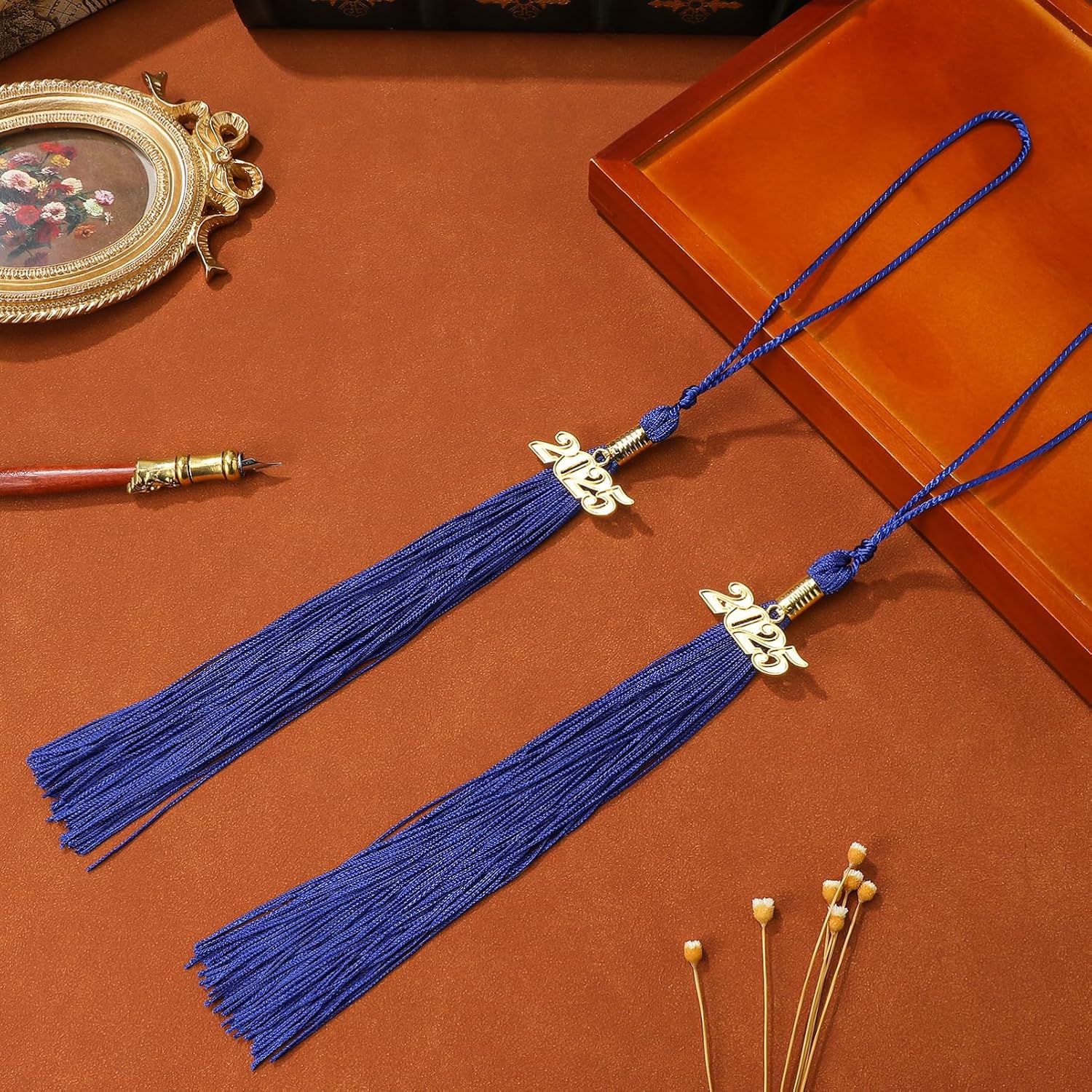 2025 Graduation Tassel, 12pcs Blue Graduation Cap Tassels with 2025 Gold Charm Graduation Ceremony Graduation Party Supplies Accessories