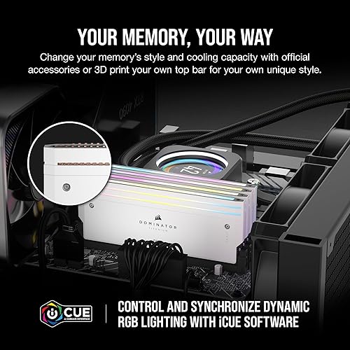 Miniatura 4 de CORSAIR Dominator Titanium RGB DDR5 RAM 64 GB (4 x 16 GB) DDR5 6000 MHz CL36 Intel XMP iCUE Memoria de computadora compatible - Blanco