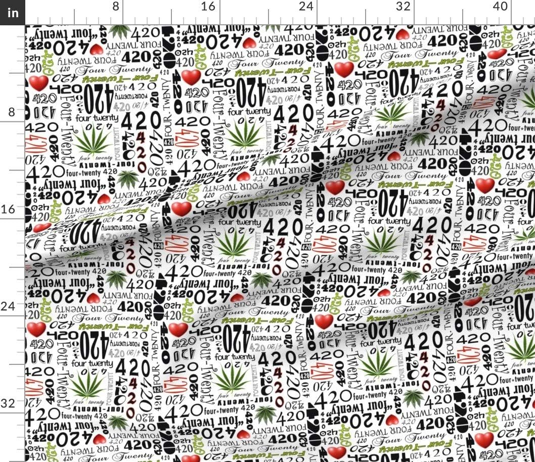 Spoonflower Fabric - 420 Cannabis Marijuana Hemp Herb Black Printed on Cotton Poplin Fabric by The Yard - Sewing Shirting Quilting Dresses Apparel Crafts
