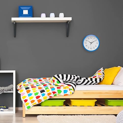 Miniatura 6 de Bernhard Products - Reloj de pared analógico de cuarzo azul de 10 pulgadas, silencioso, fácil de leer, diseño simple, ligero, fácil de colgar, a pila