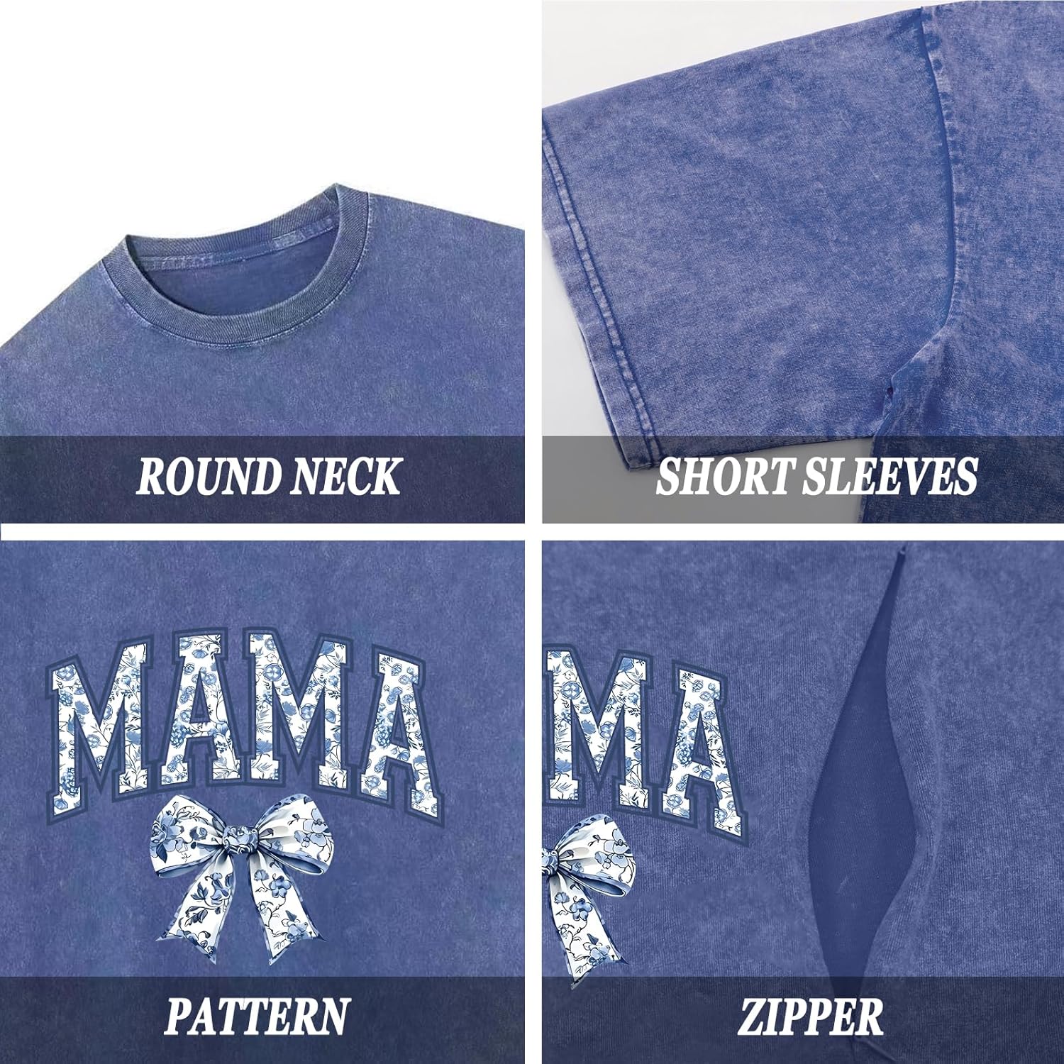 Breastfeeding Shirts for Women Zipper Nursing Shirt Cute Maternity Tops Mama Bow Tshirt Oversized Acid Wash T Shirts
