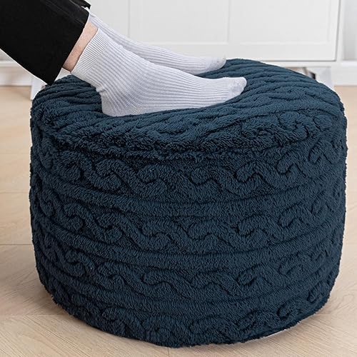 Miniatura 89 de Asuprui Puf otomano gris sin relleno de 20 x 20 x 12 pulgadas, puf otomano redondo, sin relleno, puf plegable para el suelo, silla de almacenamiento