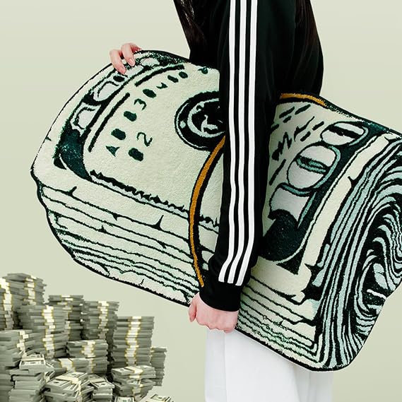 Money Rug, 100 Dollar Bill Rug, 20x32 inch Money Creative Funky Rug, Fun Bath mat, Suitable for Bathroom, Bedroom, Living Room, Front Door, Home Decor Door Mat