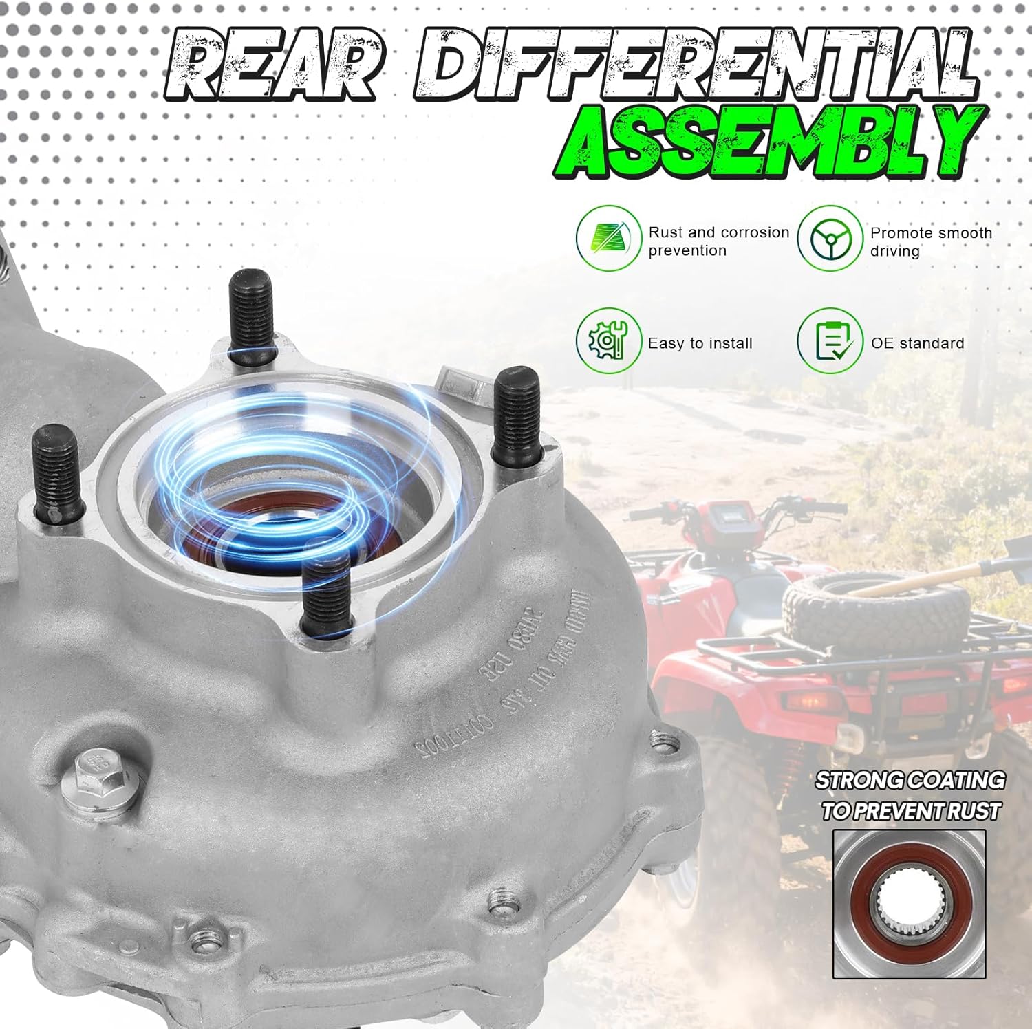 41300-HP0-B80 41300-HPO-A00 Rear Differential Assembly For 2005-2014 TRX500FA/FGA/FPA Fourtrax Foreman Rubicon, For 2005-2011 TRX500FE/FM/TM/FPE/FPM Fourtrax Foreman