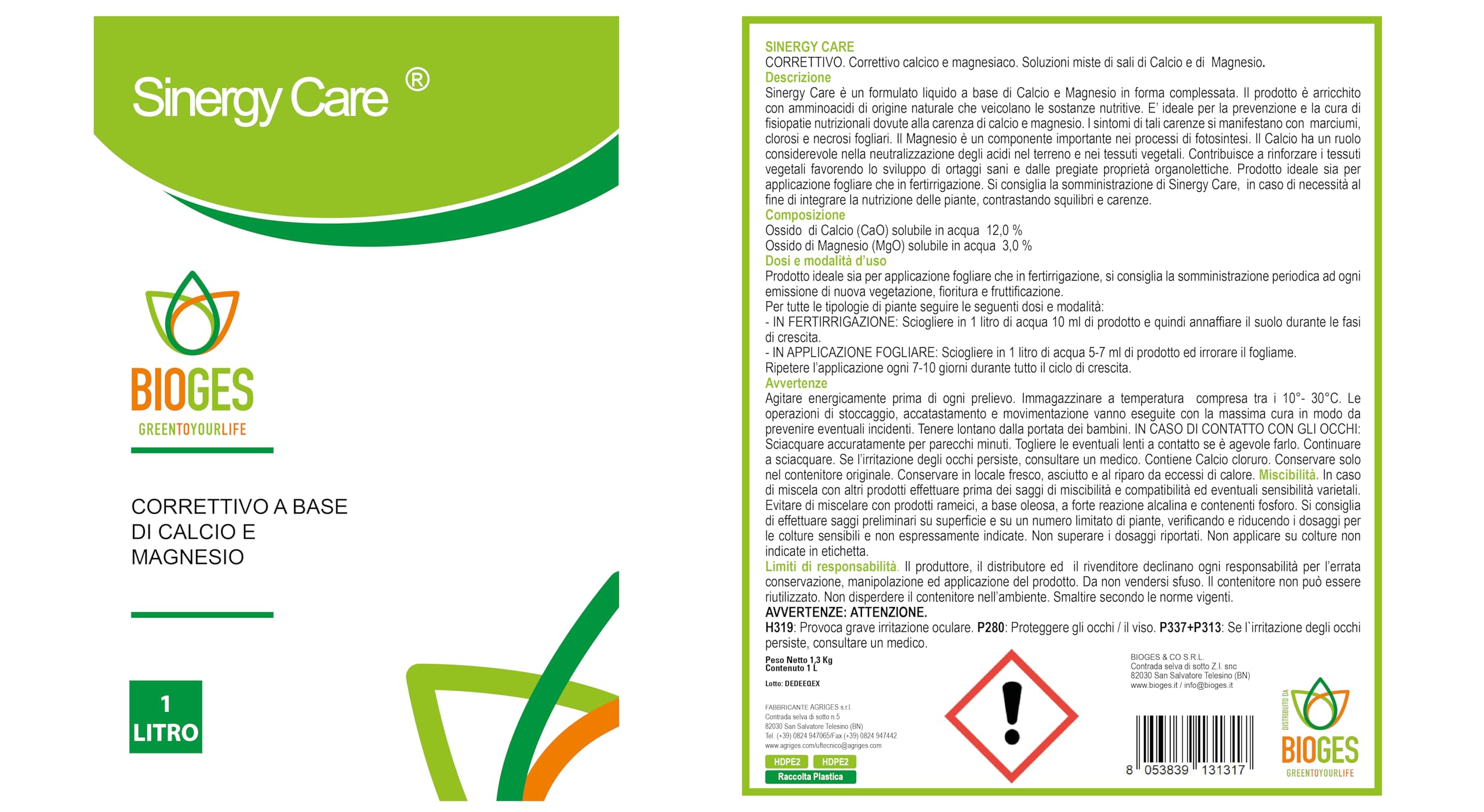 Sinergy Care da 1 LT - Microelementi- Previene e Cura Le microcarenze nutrizionali e apporta Calcio e Magnesio