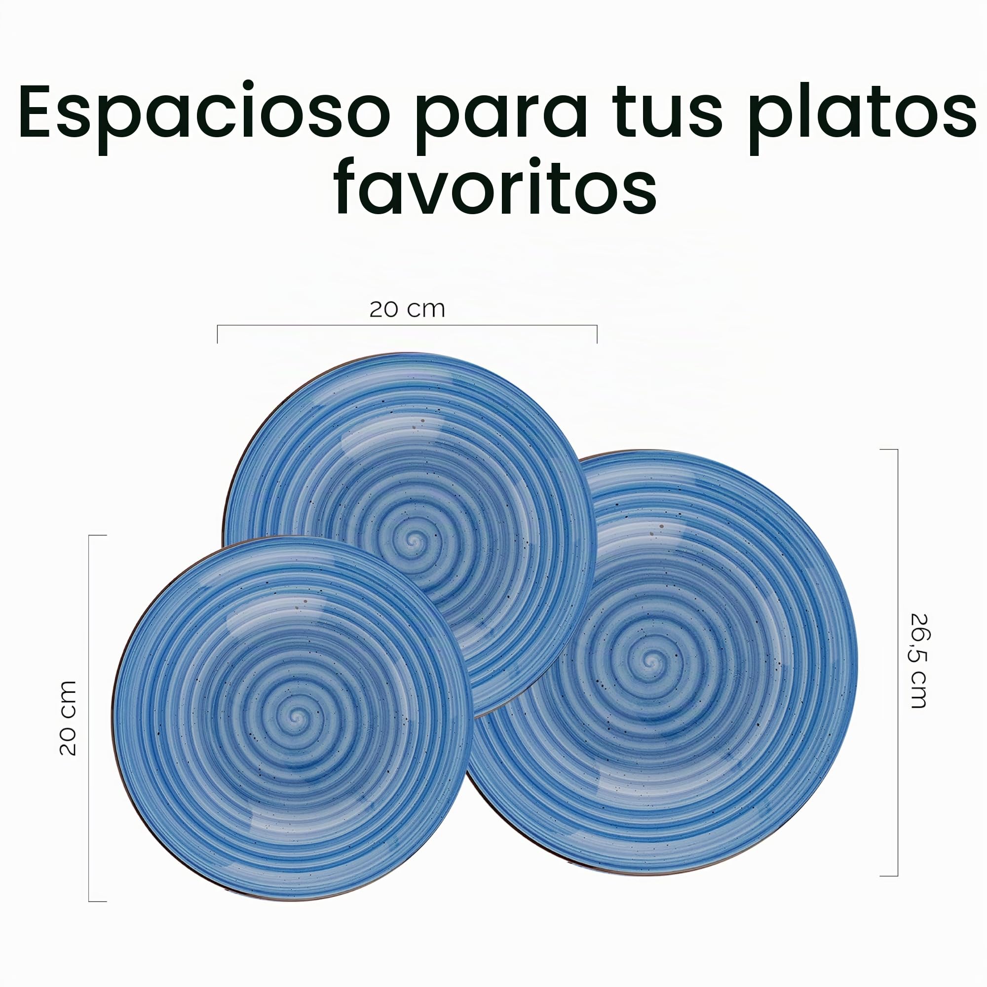 Baroni Home Juego de 18 Platos de porcelana y gres, Vajilla para 6 personas, Set Completo, Conjunto de Platos planos, hondos y platillos para postre, Fantasía Colores