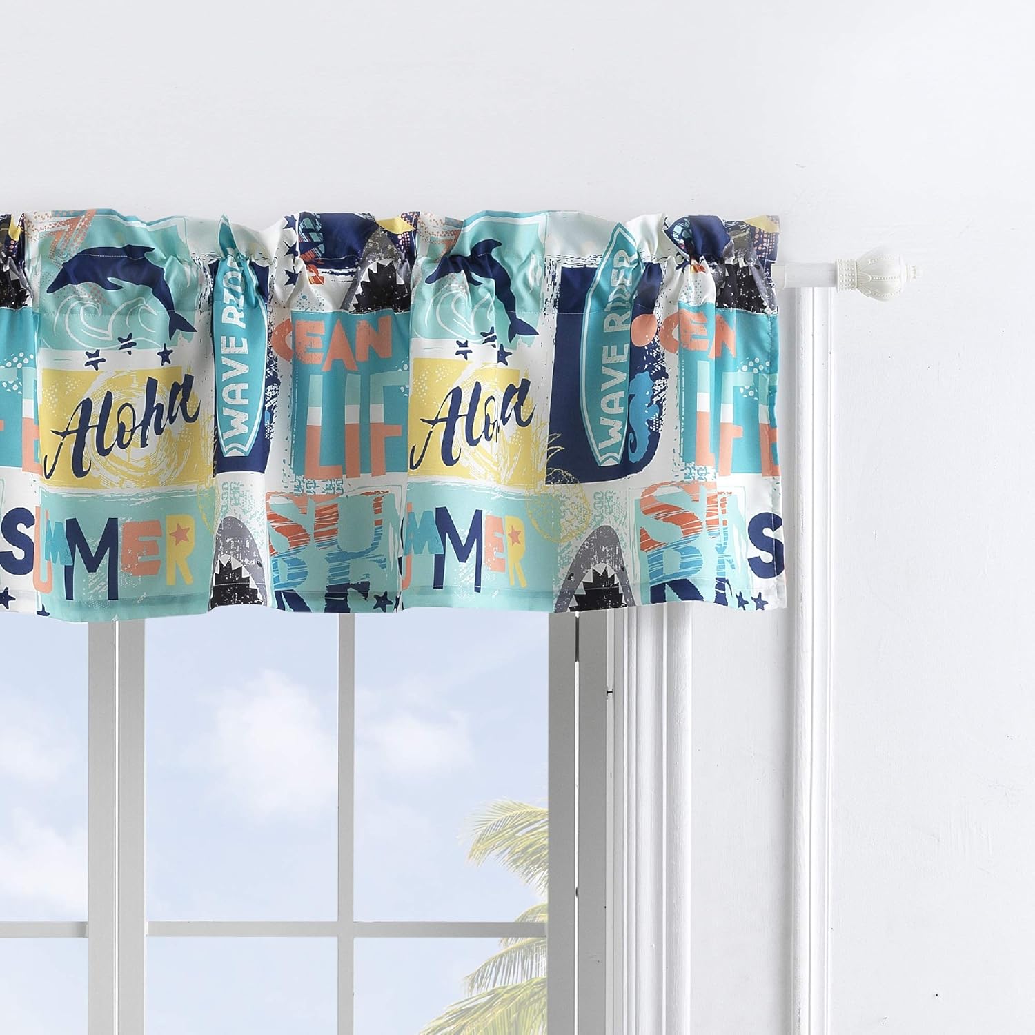 Greenland Home Wave Rider Beach Art Curtain Panel Pair, 84 x 84 inches