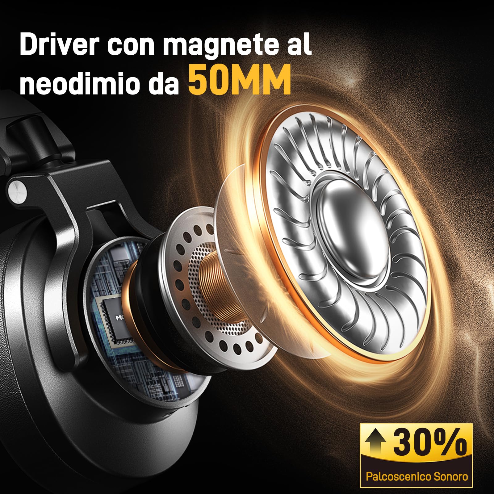 MAONO Cuffie studio professionali, cuffie over ear con cavi staccabili da 6,35 e 3,5 mm, driver da 50 mm, per DJ, podcast, telefoni cellulari, computer, microfoni, strumenti musicali, MH700 Nero