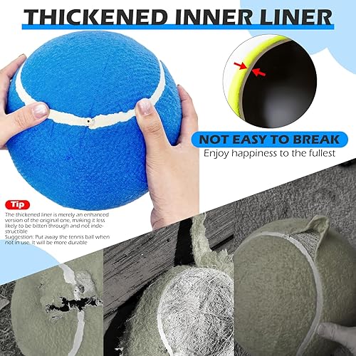 Miniatura 4 de EXPAWLORER Pelotas de tenis gigantes para perros, 2 pelotas de juguete para perros grandes de 9.5 pulgadas, cumpleaños de perro, pelota de tenis