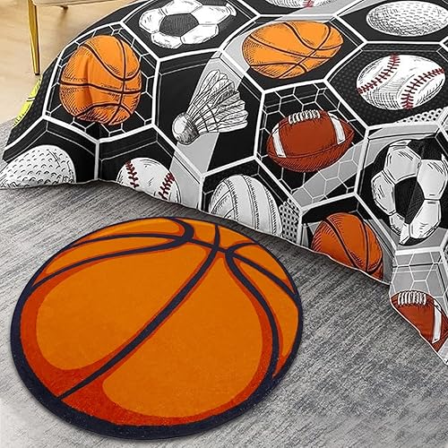 Alfombra redonda de baloncesto de microfibra suave antideslizante para fútbol, alfombra redonda de fútbol para niños, alfombra de baloncesto para