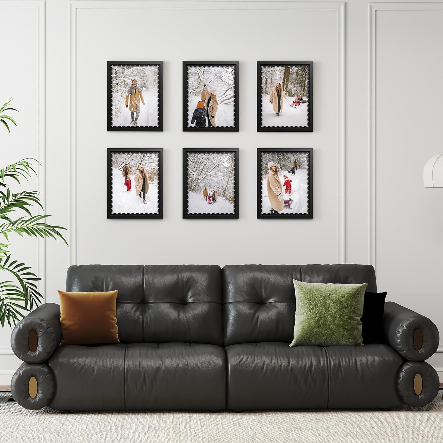 iRahmen 11x14 Picture Frame Set of 2 Black, Display Picture 10x13 with Wavy Mat or 11 x 14 without Mat, Tempered Glass Wooden Photo Frame for Wall Mount