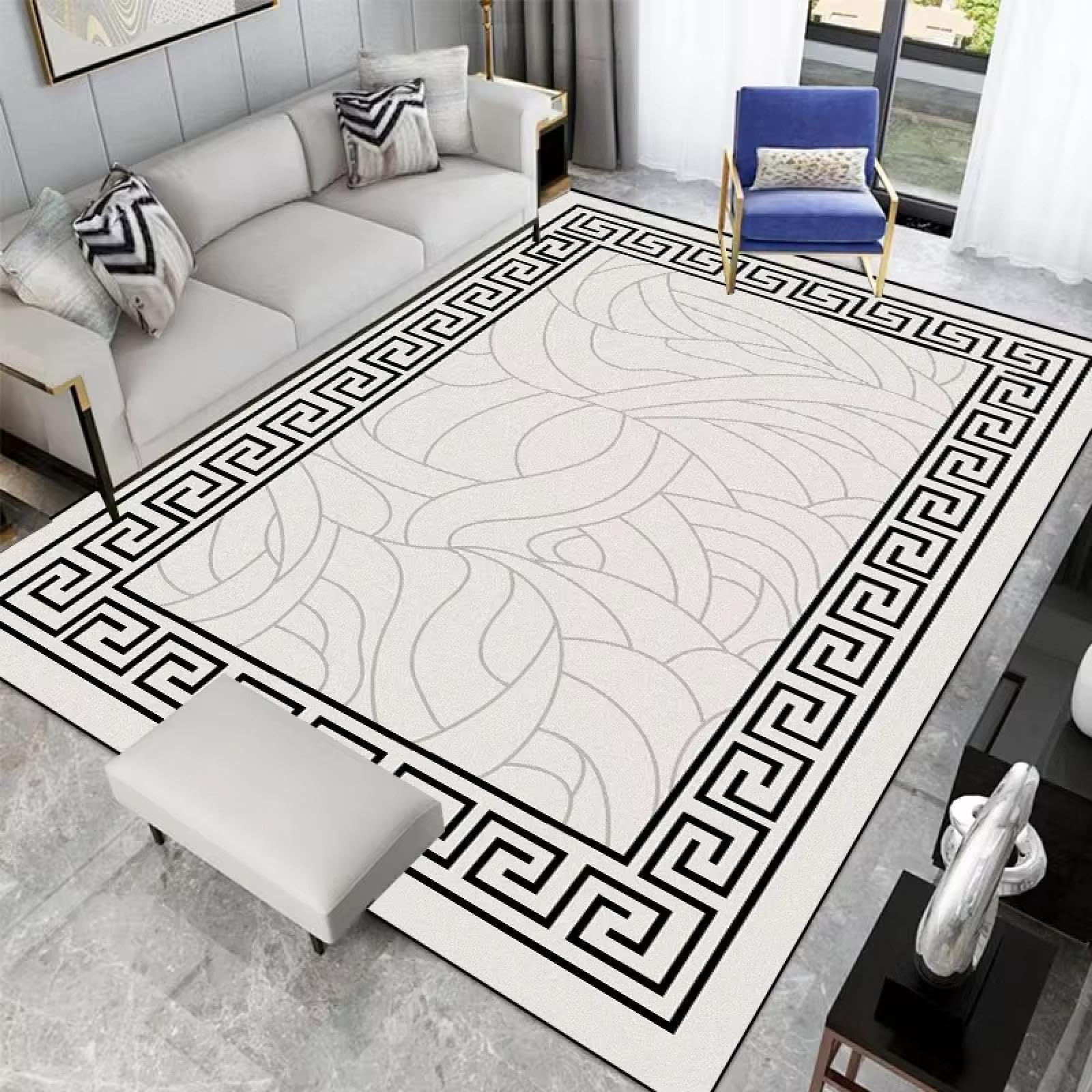Tapis de salon abstrait au design luxueux et moderne pour une décoration raffinée