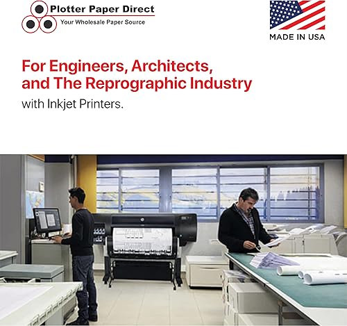 Miniatura 4 de PlotterPaperDirect - Rollos de papel CAD de 36 pulgadas x 500 pies (paquete de 2), papel de enlace tintadocoloreado azul de 20 libras sobre un