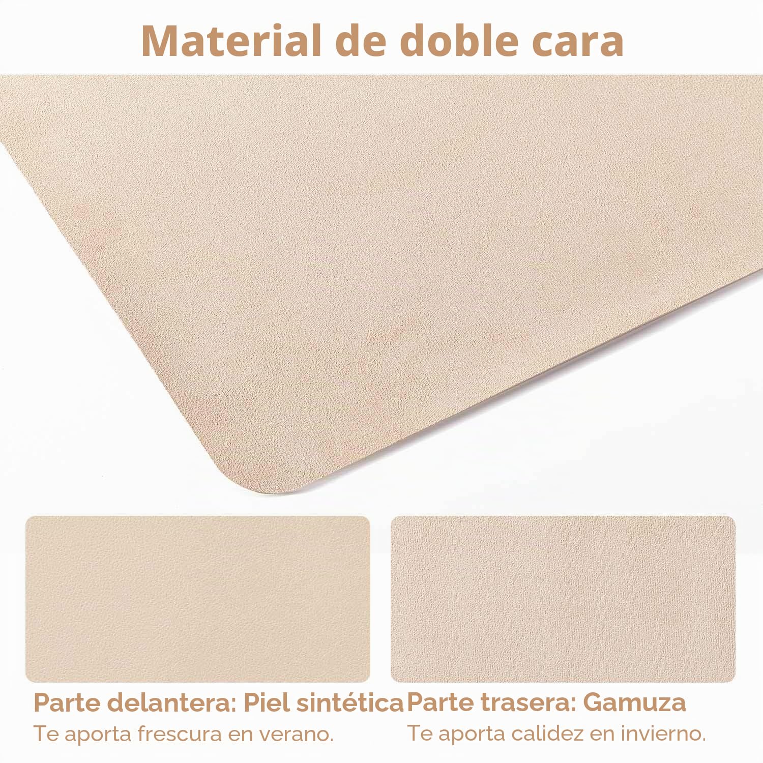 Alfombrilla de Ratón Extendida 80x40 cm Cuero PU Impermeable Gamuza Antideslizante Beige