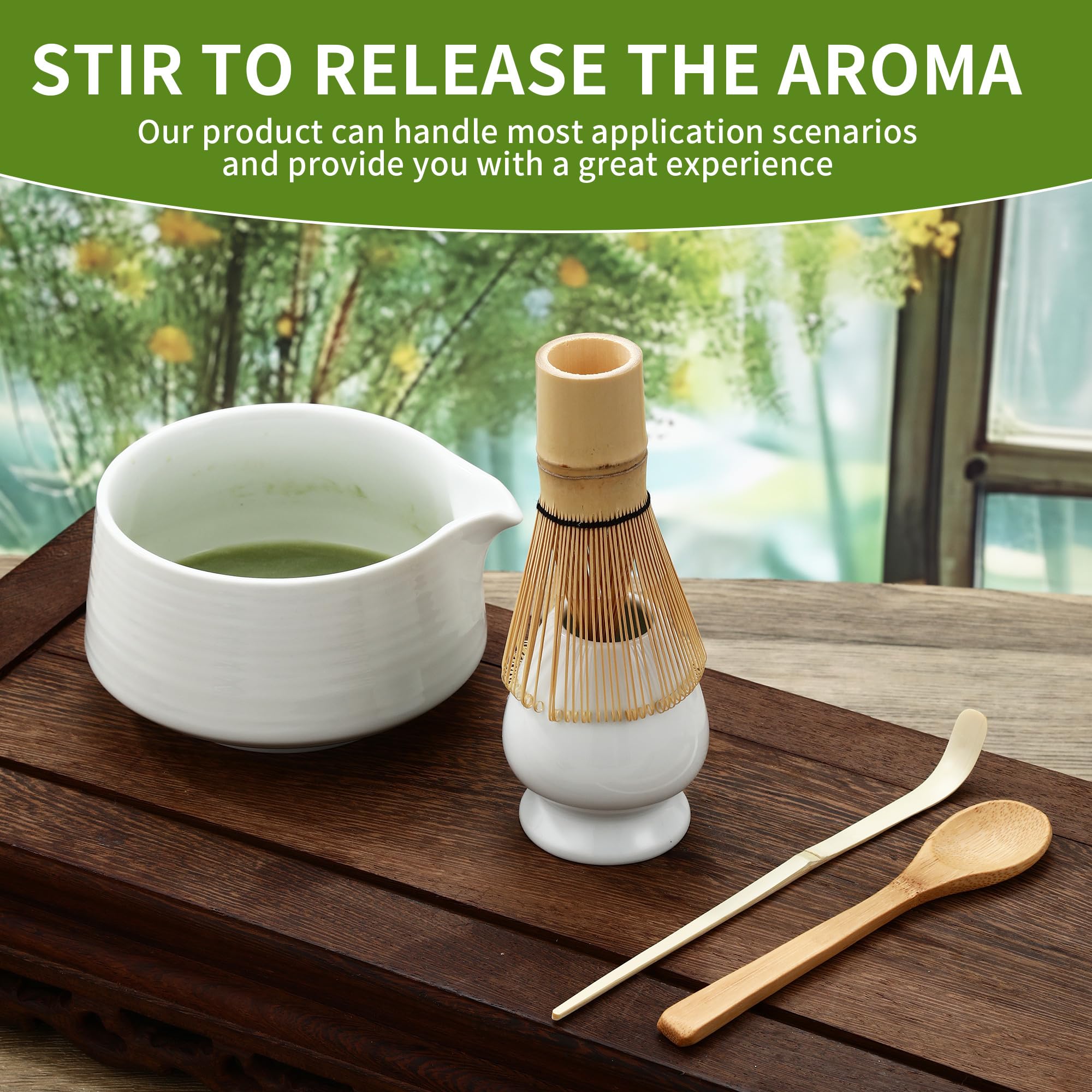 5 pezzi Bianco Matcha Kit Matcha Whisk Set Frusta al Matcha per la Preparazione del tè matcha, Ottimo per la Casa, l'ufficio e la Sala da Tè