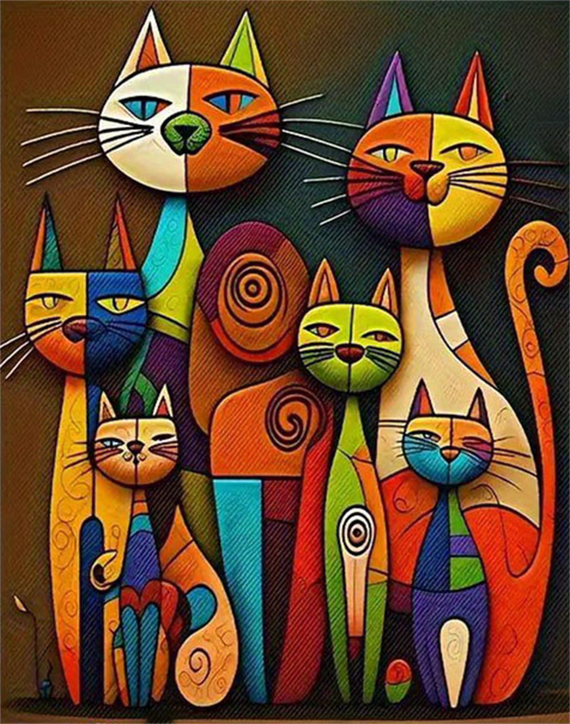 Paint by Numbers Kit for Adults cat,DIY Easy Painting Kits on Canvas Animal, Small Color by Numbers Acrylic,Adult Paint by Number for Gifts,Home Wall Decor (Family of Cats)