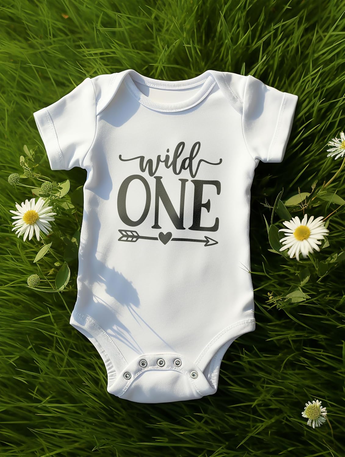Ink Trendz Wild One Arrow 1st Birthday Bodysuit for Baby Girls Baby Boys Animal Print First Birthday Outfit