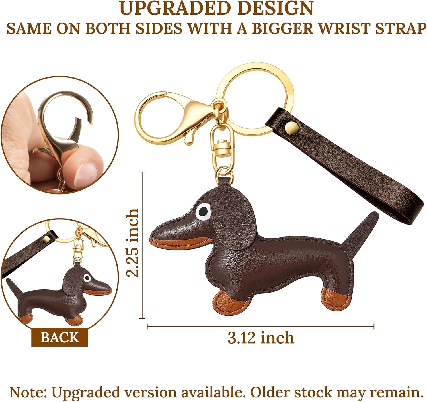 Leather Double-sided Dachshund Wristlet Keychain, Cute Sausage Dog Bag Charm, Weiner Puppy Purse Accessory - Image 5