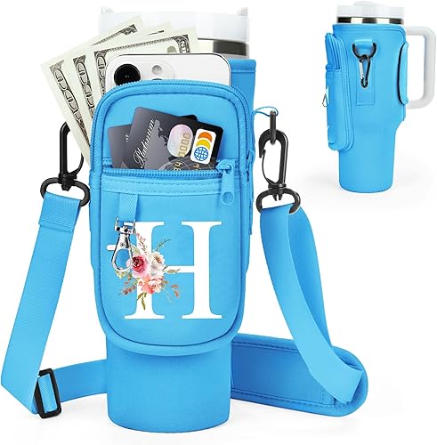 Miniatura 134 de Initial Water Bottle Holder with Strap for Stanley 40 oz Tumbler/Simple Modern 40 oz Tumbler,Water Bottle Carrier Bag with Strap,Personalized A-Z