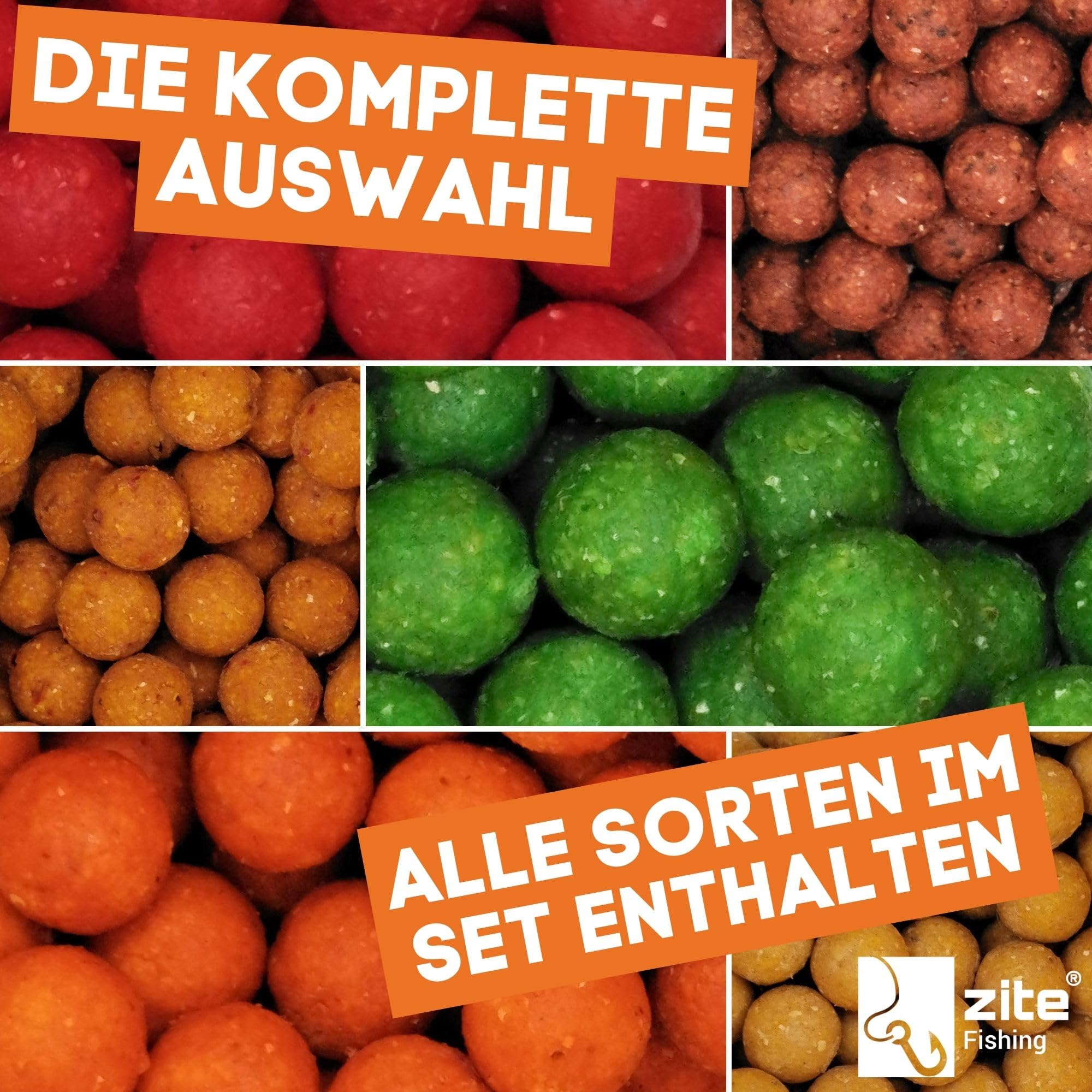 Zite Fishing Boilies Karpfen-Angeln 20mm - Starke Lockwirkung & Wohldosierte Aminosäuren - 1kg Angelköder Sinkend, Wiederverschließbaren Beutel, Hochfängige Aromen-Auswahl, Karpfen Boilies Angelfutter