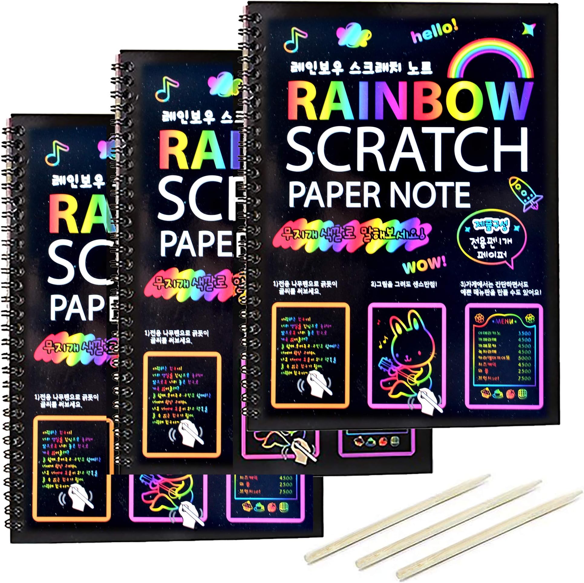 Scratch Art Paper Drawing Books for Kids 3 Pack