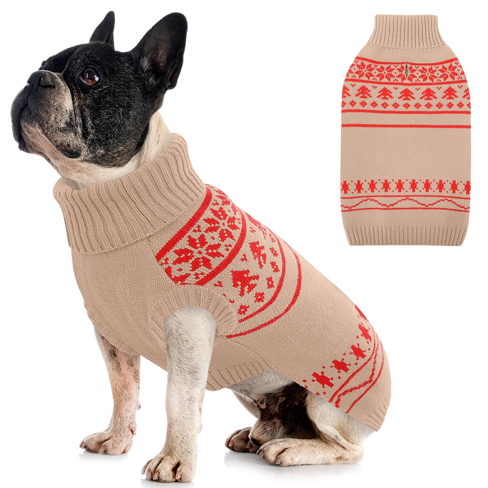KONVINIT Dog Christmas Jumper Knitted Sweater with Back Opening for Harness