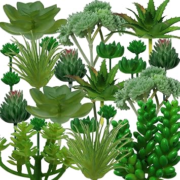Succulents Plants Artificial, 22pcs Green Fake Succulents, Mini Faux Succulents for DIY Crafting Home Terrarium Floral Wall Garden Arrangement Office Decoration Unpotted