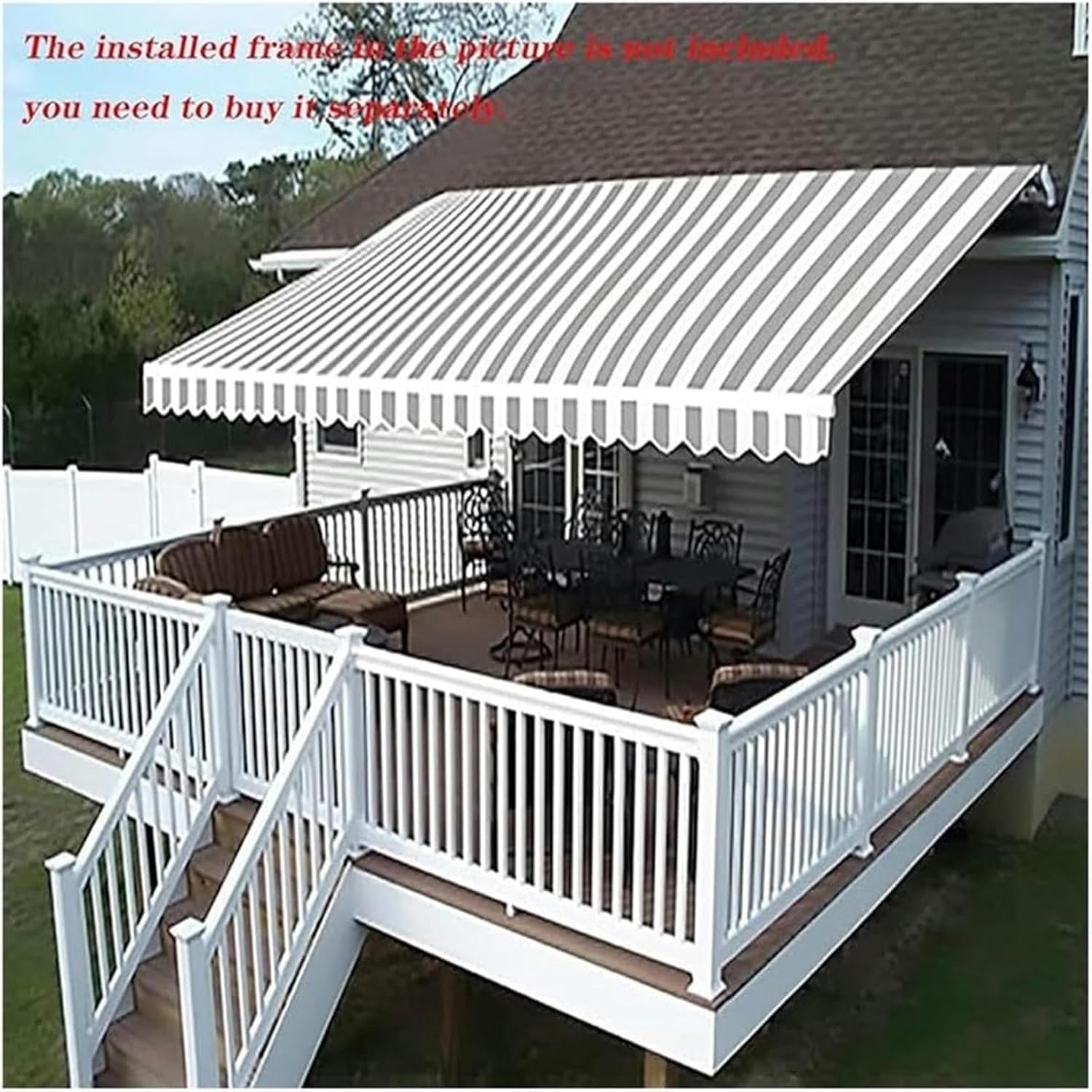 AMNOOL Awning Replacement Fabric Top Cover Retractable Outdoor Sunshade Cover Replacement Sunshade Canopy Cloth for Windows, Patio, Yard, Garden, Balcony-1, 11x8ft