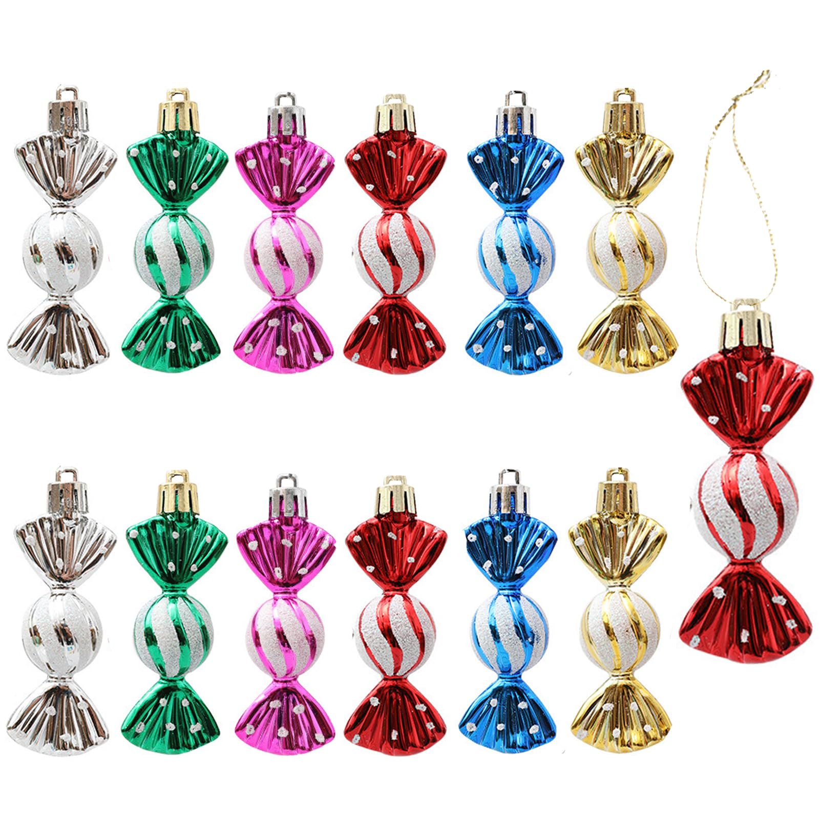 HERZWILD Herzwild 12 x Christmas Tree Decorations Candy Pendants Christmas Decoration Pendant Candy Ornaments (Colour-B)